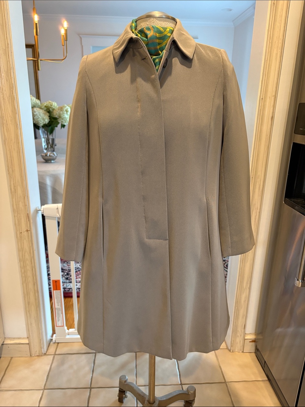 Women's Taupe Swing Coat with Tailored Collar
